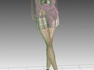 सुनहरे बालों वाली एनीमे लड़की 3D मॉडल