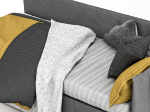 childrens bed with decorative pillows 3D 模型