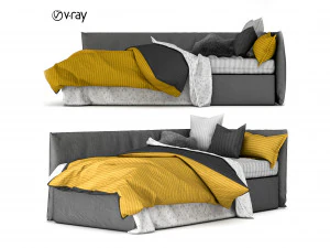 childrens bed with decorative pillows 3D Model