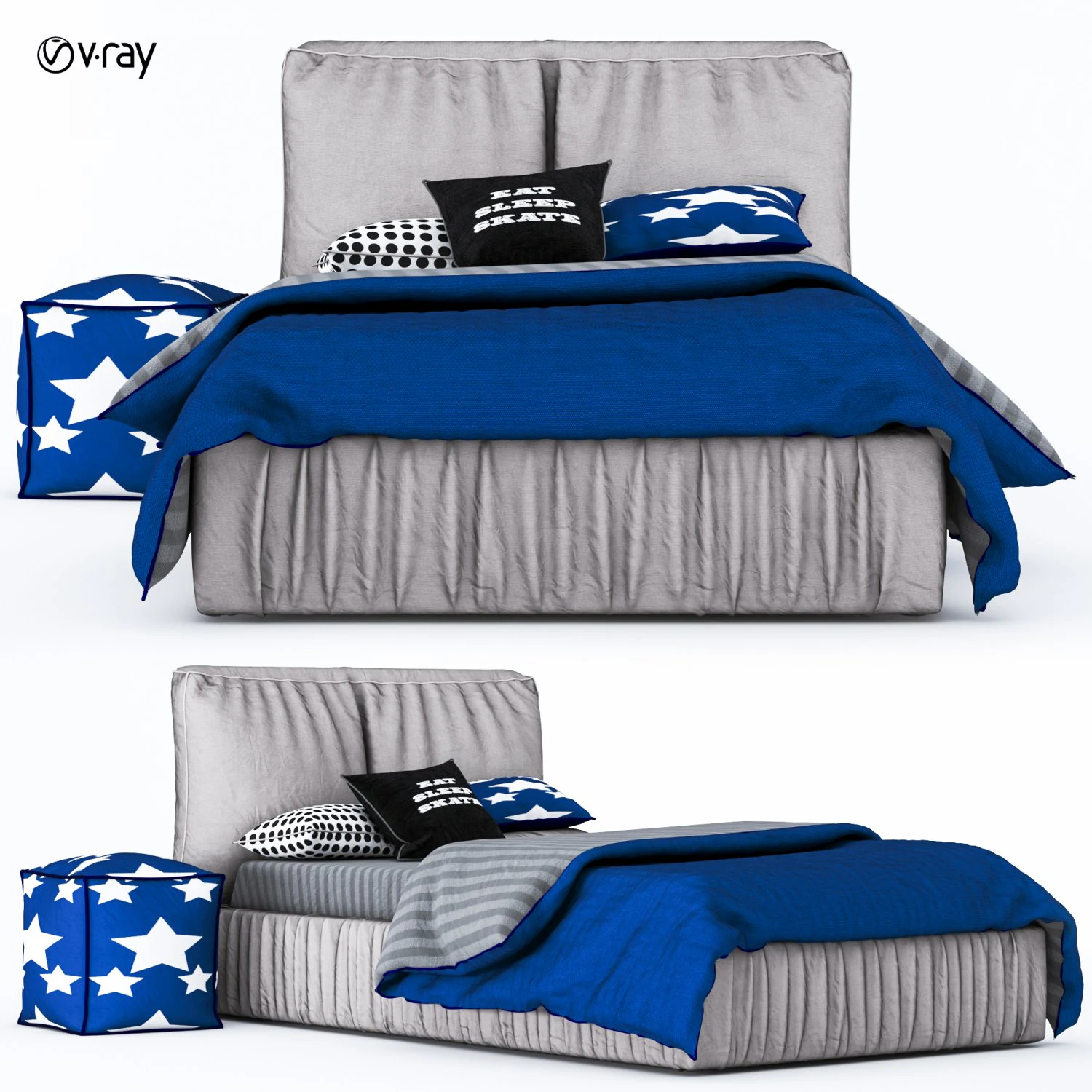 baby bed with soft 3D Model .c4d .max .obj .3ds .fbx .stl .blend 