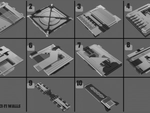 sci-fi walls kitbash pack vol02 3D Модель
