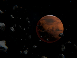 Marte e aster&oacute;ides Modelo 3D