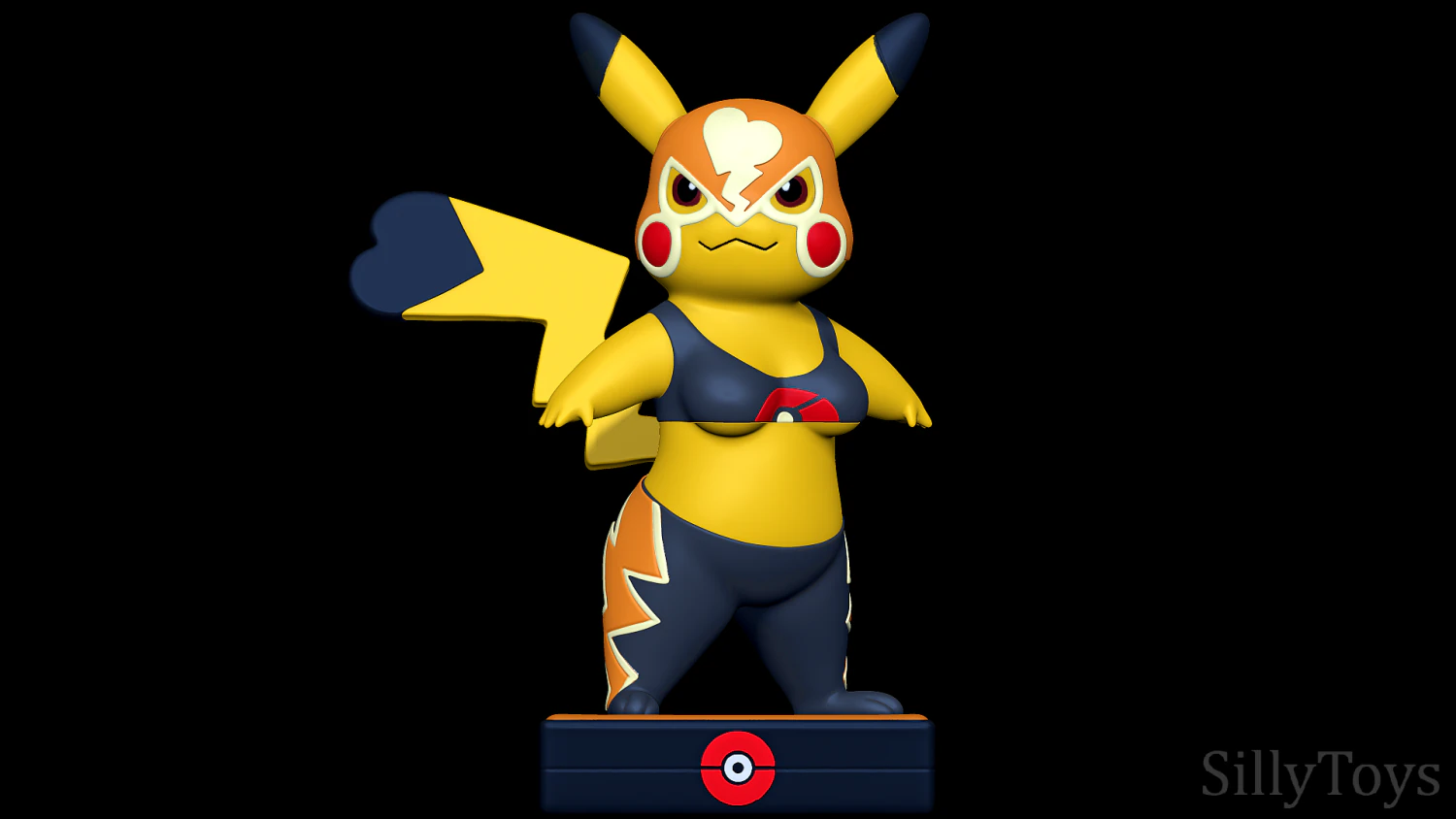 Pikachu Libre - Pokemon Go 3D Print Model .c4d .max .obj .3ds .fbx .stl .blend 