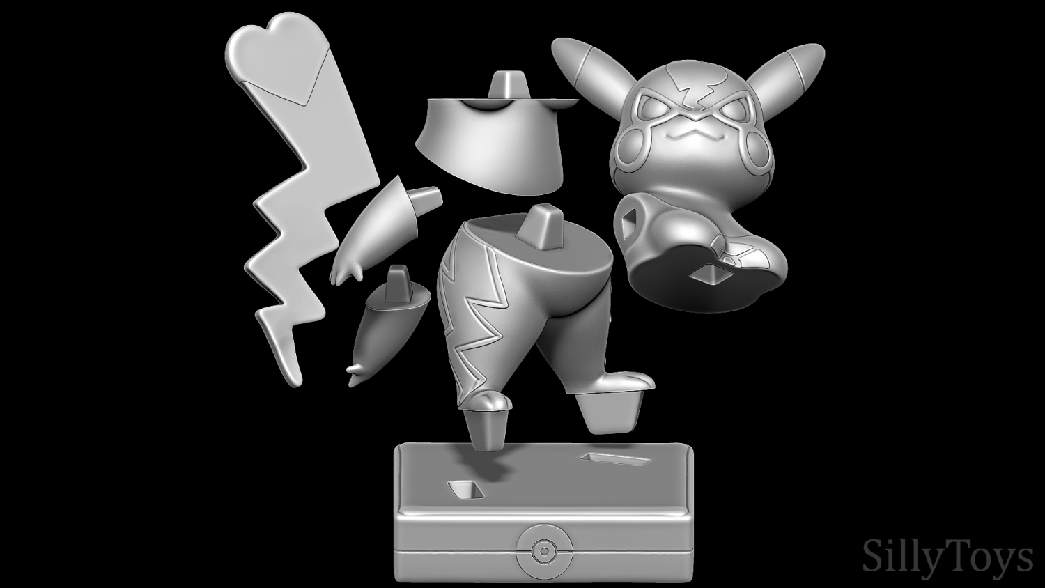 Pikachu Libre - Pokmon Go 3D Print Model by SillyToys