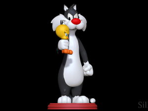 Sylvester holding Tweety - Looney Tunes 3D Принт Модель