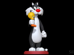 Sylvester holding Tweety - Looney Tunes 3D Print Model