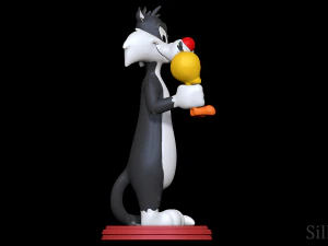 Sylvester holding Tweety - Looney Tunes 3D Print Model