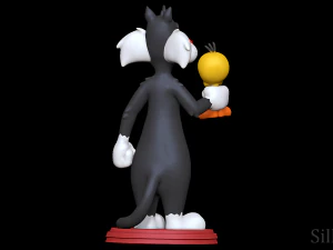Sylvester holding Tweety - Looney Tunes 3D Print Model
