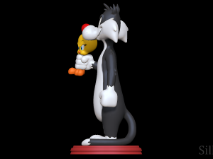 Sylvester holding Tweety - Looney Tunes 3D Принт Модель