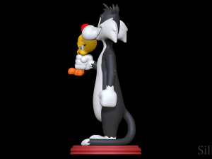 Sylvester holding Tweety - Looney Tunes 3D Print Model