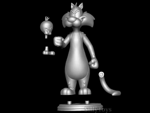 Sylvester holding Tweety - Looney Tunes 3D Print Model