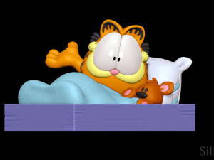 Garfield in Bed 3D Print Models