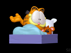 Гарфілд в ліжку 3D Принт Модель