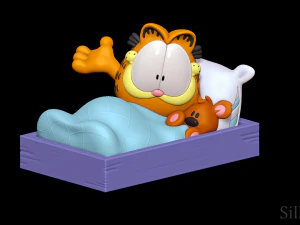 Гарфілд в ліжку 3D Принт Модель