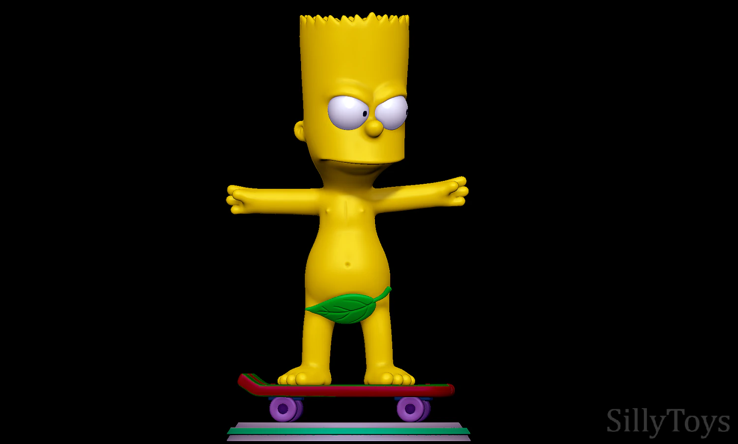 Bart Simpson Skating Naked - The Simpsons 3D Print Model .c4d .max .obj .3ds .fbx .stl .blend 