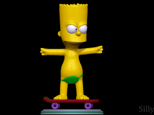 Bart Simpson Skating Naked - The Simpsons 3D Print Model
