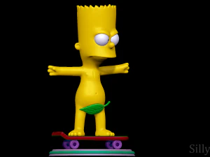 Bart Simpson Skating Naked - The Simpsons 3D Print Model