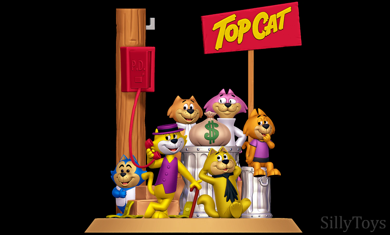 Top Cat Diorama 3D Print Model .c4d .max .obj .3ds .fbx .stl .blend 