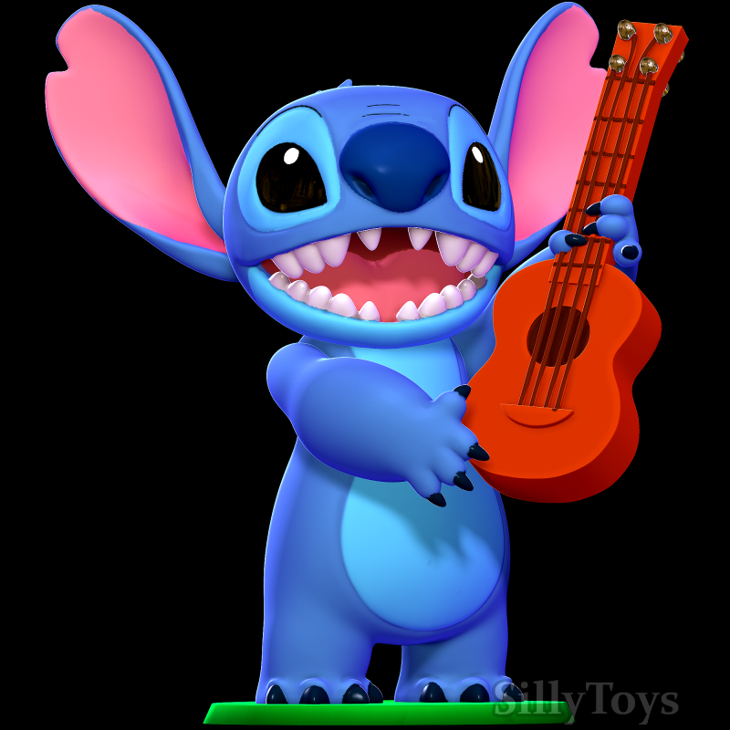 Stitch with a guitar - Lilo and Stitch 3D 프린트 모델 .c4d .max .obj .3ds .fbx .stl .blend 