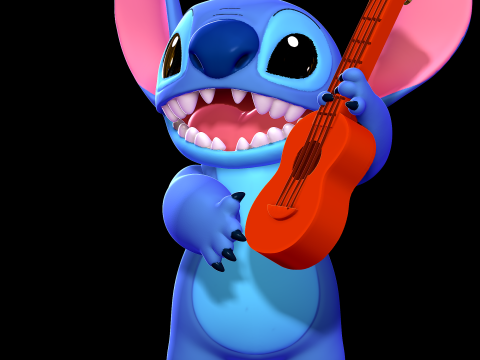Stitch with a guitar - Lilo and Stitch 3D 프린트 모델