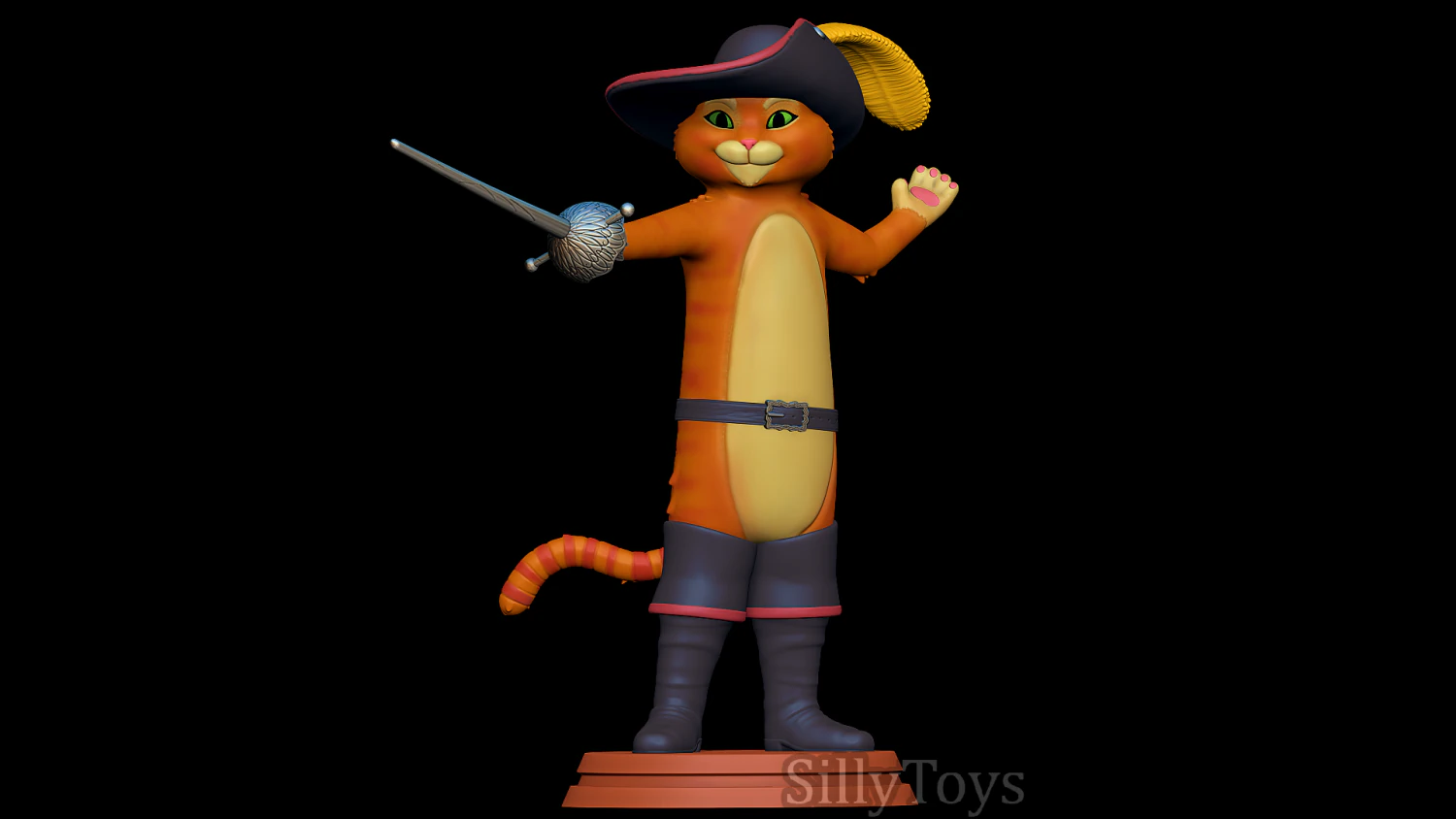 El gato con botas Modelo de impresión 3D .c4d .max .obj .3ds .fbx .stl .blend 