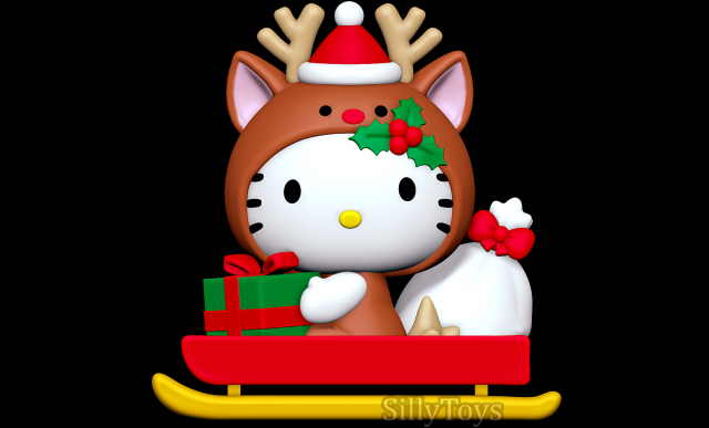 Hello Kitty Christmas Model do druku 3D .c4d .max .obj .3ds .fbx .stl .blend 