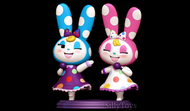 Rabbit Sisters - Animal crossing 3D Print Model .c4d .max .obj .3ds .fbx .stl .blend 