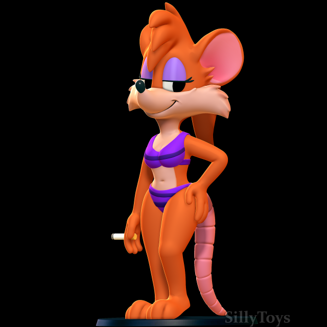 Rubella Rat with Bikini - Tiny Toons Adventures 3D Baskı Modeli .c4d .max .obj .3ds .fbx .stl .blend 