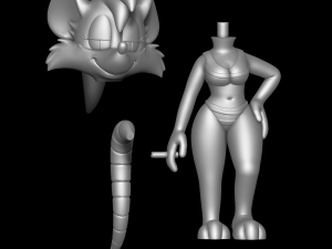 Rubella Rat with Bikini - Tiny Toons Adventures 3D Baskı Modeli