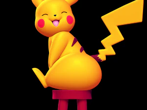 Pikachu Sitting on a Stool 3D Print Model