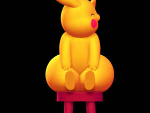 Pikachu Sitting on a Stool 3D Print Model
