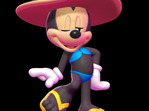 Minnie Mouse with Blue Bikini - 3D print model 3D Print Model