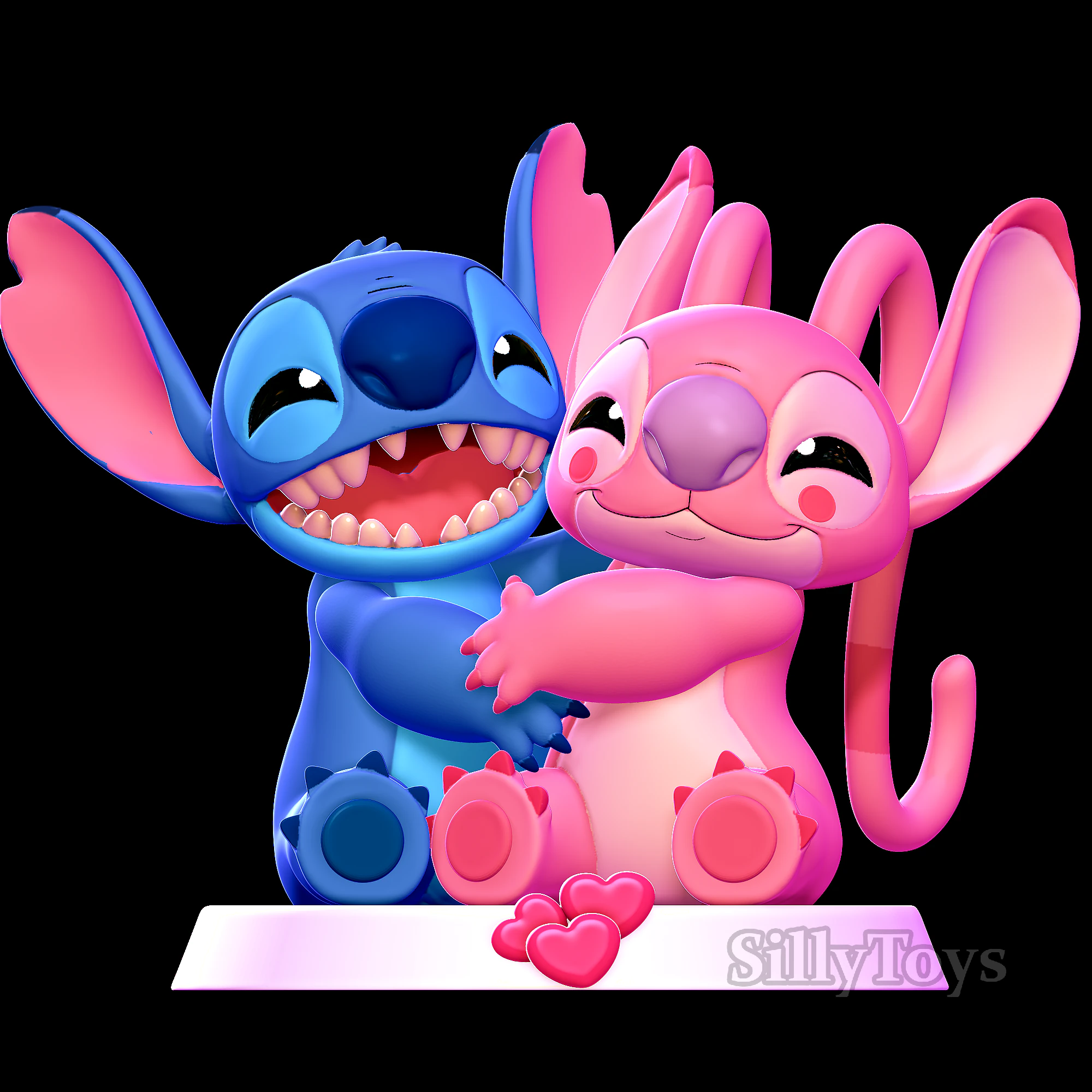 Stitch and Angel Hugging - lilo and stitch 3D Print Model .c4d .max .obj .3ds .fbx .stl .blend 
