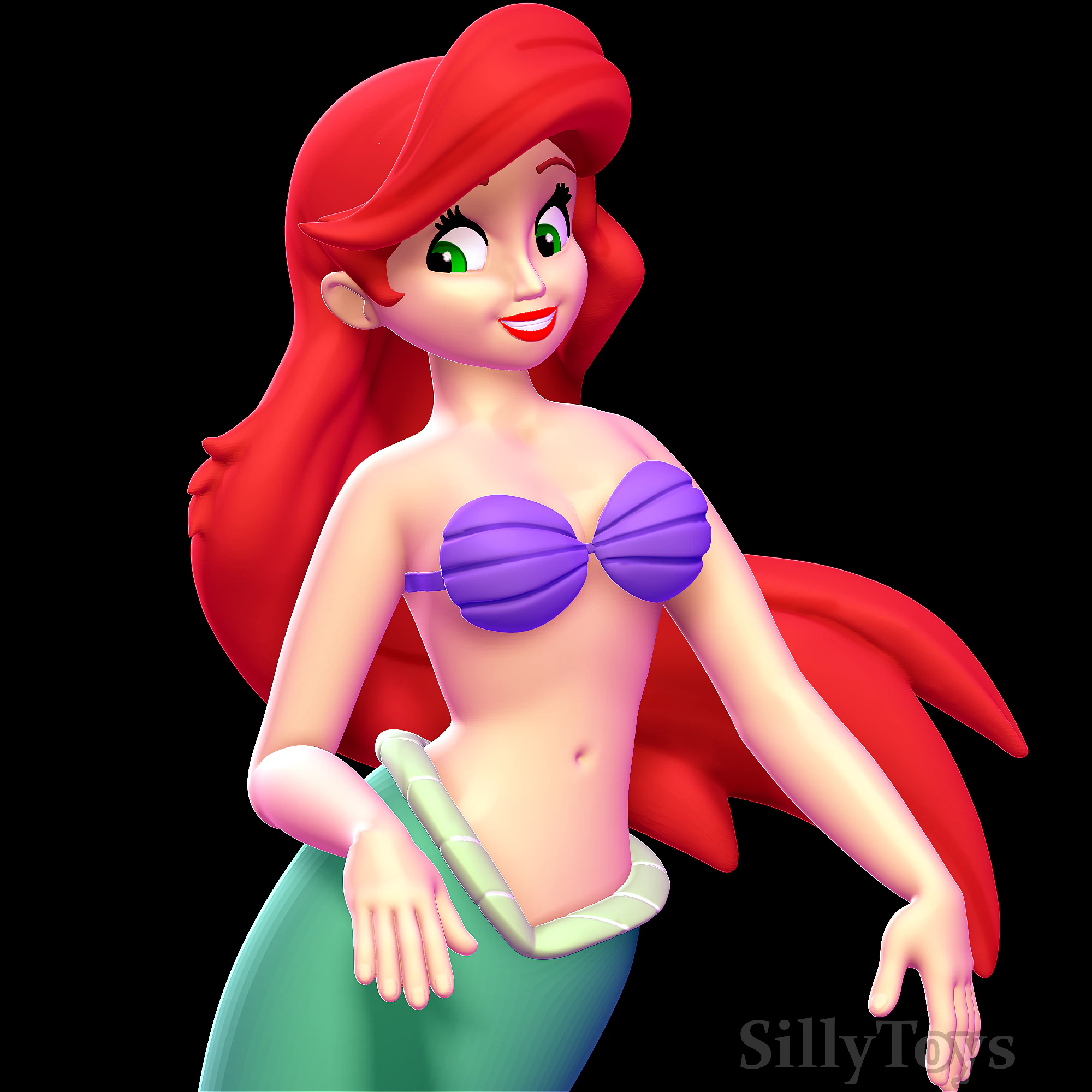 Ariel - The Little Mermaid 3D Print Model .c4d .max .obj .3ds .fbx .stl .blend 