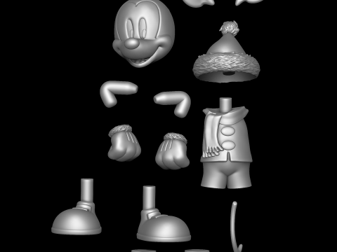 Mickey Mouse Christmas Model Cetak 3D
