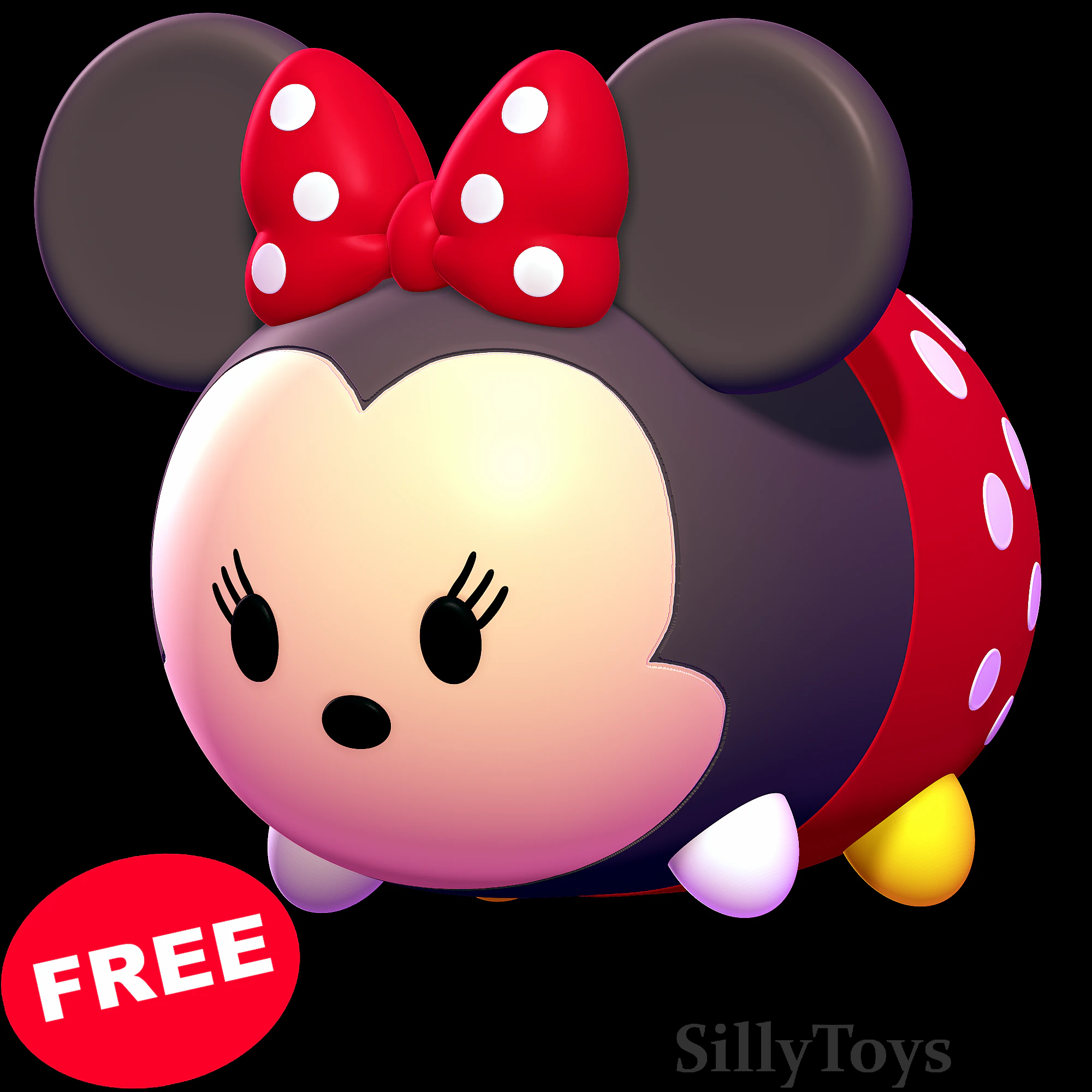 Minnie Mouse Tsum Tsum 3D Print Model .c4d .max .obj .3ds .fbx .stl .blend