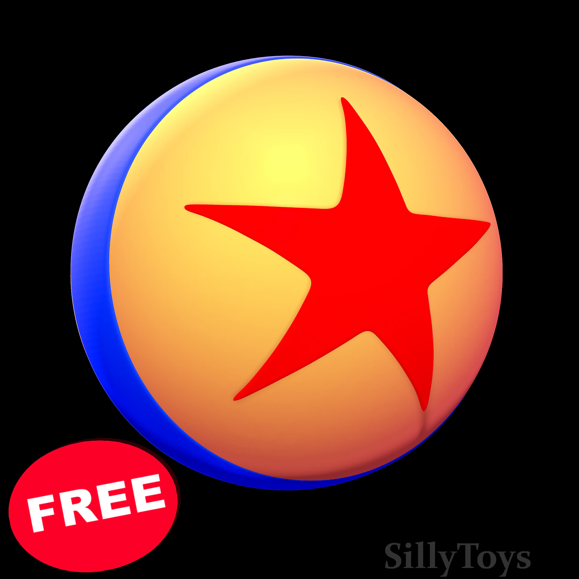 Pixar Ball 3D Print Model .c4d .max .obj .3ds .fbx .stl .blend 