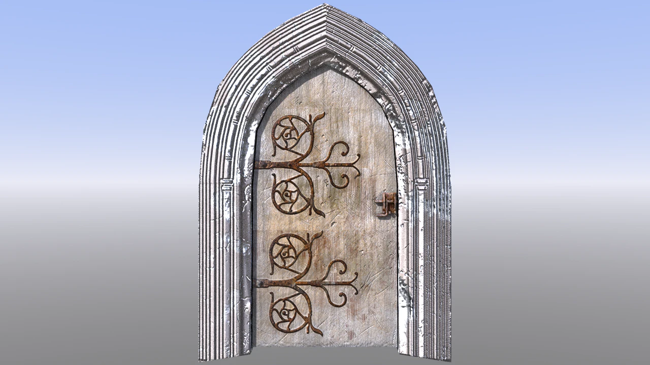 medieval door with stone frame 3D Model .c4d .max .obj .3ds .fbx .stl .blend 