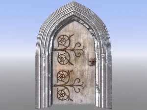 पत्थर के फ्रेम वाला मध्ययुगीन दरवाजा 3D मॉडल