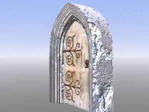 medieval door with stone frame 3D Model
