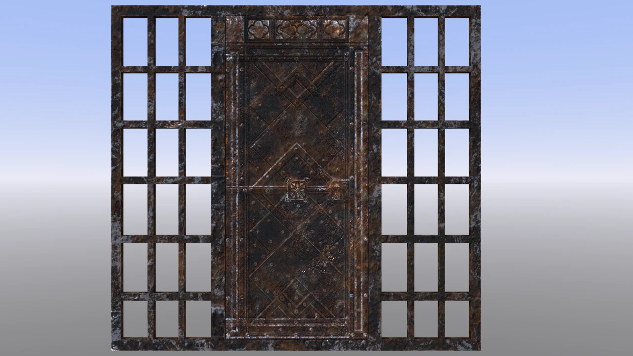 rusty gate with bars 3D Model .c4d .max .obj .3ds .fbx .stl .blend 