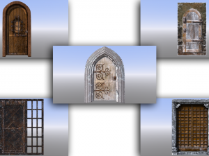 medieval dungeon door five pack 3D Model