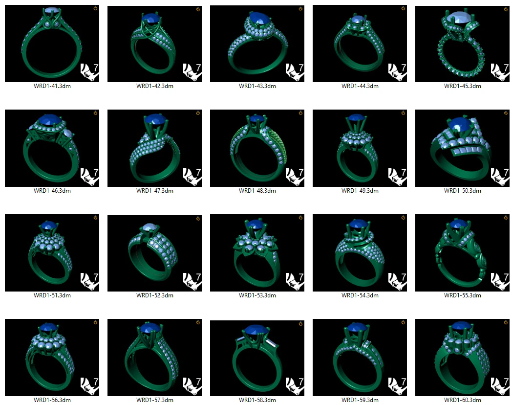 collection of 20 ladies diamond rings -3 3D Print Model .c4d .max .obj .3ds .fbx .stl .blend 