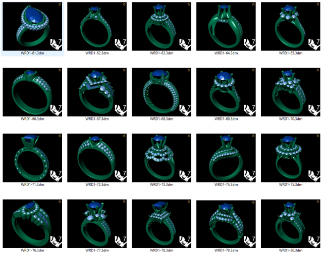 collection of 20 ladies diamond rings - 4 3D Принт Модель .c4d .max .obj .3ds .fbx .stl .blend 