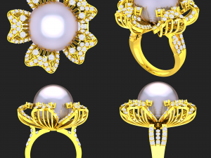 collection of 20 ladies pearl rings - 1 Modello di stampa 3D