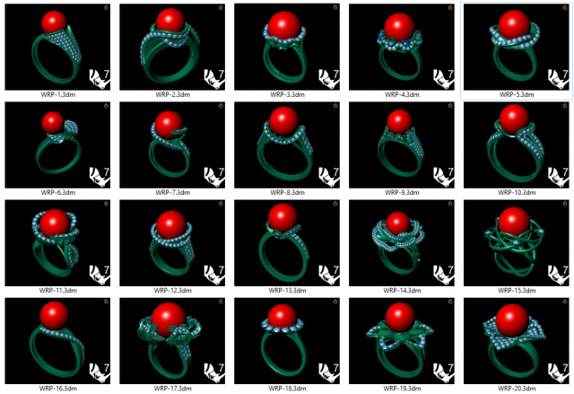 collection of 20 ladies pearl rings - 1 Modello di stampa 3D .c4d .max .obj .3ds .fbx .stl .blend 