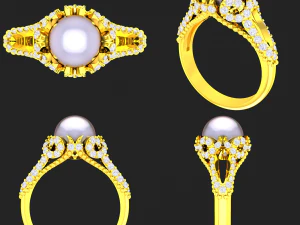 collection of 20 ladies pearl rings - 2 3D Print Model