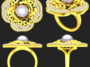 collection of 20 ladies pearl rings - 2 3D Druckmodell