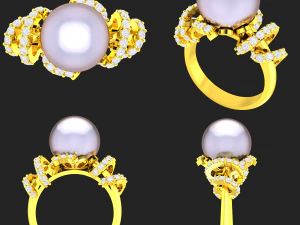collection of 20 ladies pearl rings - 2 3D Print Model