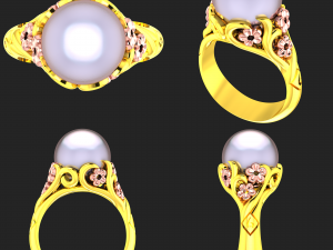 collection of 20 ladies pearl rings - 2 3D Druckmodell